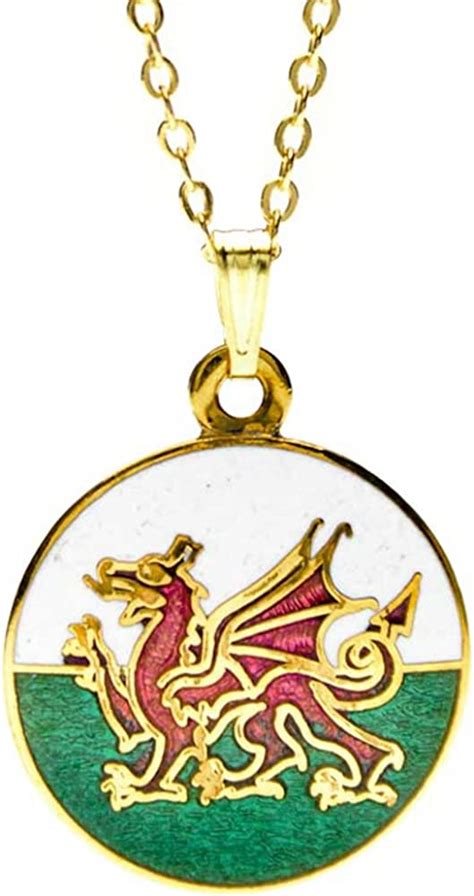 Enamel Welsh Dragon Pendant Necklace Uk Jewellery