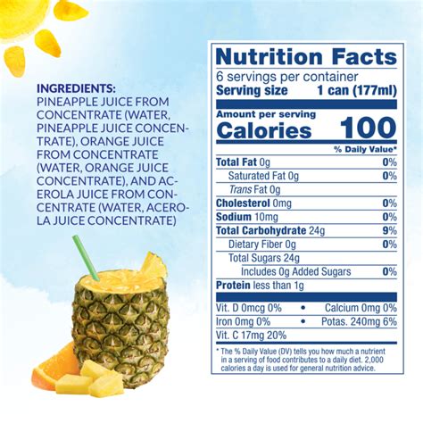 Dole® Canned 100 Pineapple Orange Juice 6 Fl Oz 6 Pack Dole® Sunshine