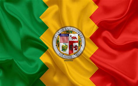 Download Wallpapers Flag Of Los Angeles 4k Silk Texture American