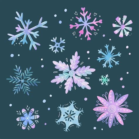 Premium Vector Set Of Beautiful Watercolor Winter Snowflakes