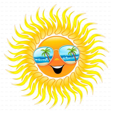 Summer Sun Cartoon with Sunglasses by Bluedarkat | GraphicRiver
