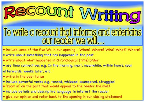 classroom treasures recount writing recount writing descriptive writing writing