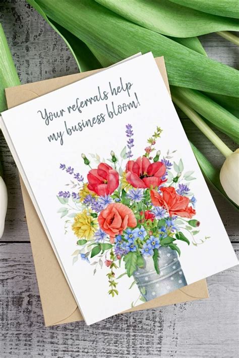 Your Referrals Help My Business Bloom Thank You Card Zazzle Thank