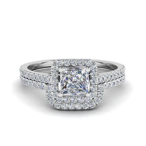 We also offer beautiful wedding bands to go with a halo diamond engagement rings to complete the set. Princess Cut Square Halo Diamond Ring With Curved Band In ...