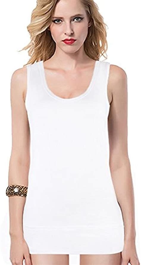 Moxeay Extra Long Tank Top For Women Stretch Cotton Tank Top Layering