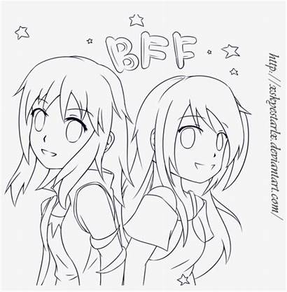 Bff Anime Friends Pages Drawing Colouring Coloring