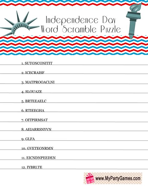 Dltk's crafts for kids fourth of july crossword puzzle. Free Printable 4th of July Word Scramble Puzzle