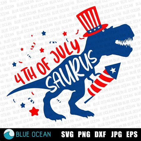 4th of July Svg Patriotic Dinosaur Svg American T-rex | Etsy