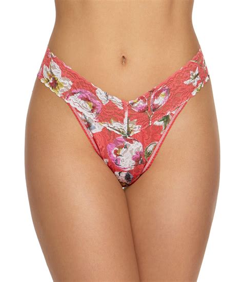 Hanky Panky Floral Print Lace Original Rise Thong In Pink Pattern Pink Lyst