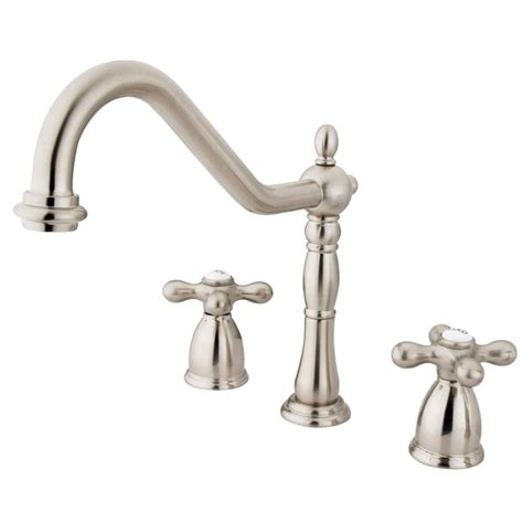 Katarina bridge kitchen faucet, brushed brass, straight legs with brass cross handles. Kingston Brass Heritage 2-Handle Standard Kitchen Faucet ...