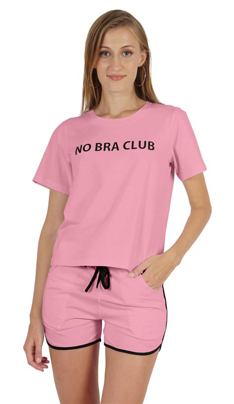 Inkmeso Womens Short Sleeve No Bra Club Go Braless Funny No Bra Day