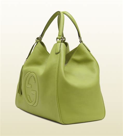 Lyst Gucci Soho Apple Green Leather Shoulder Bag In Green