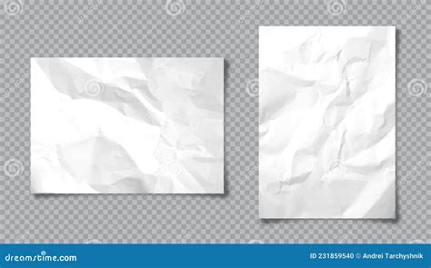 Realistic Blank Crumpled Paper Sheets In A4 Size With Shadow On