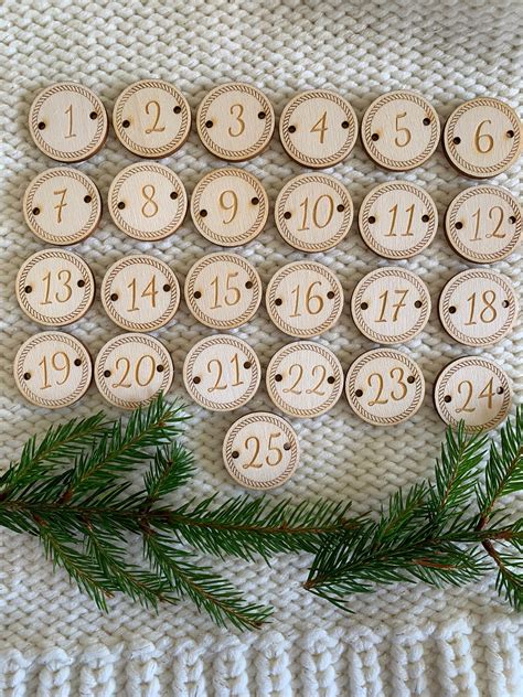 Advent Calendar Numbers Wooden Numbers Tags Natural Wood Etsy Uk