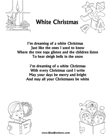 Bluebonkers White Christmas Free Printable Christmas Carol Lyrics
