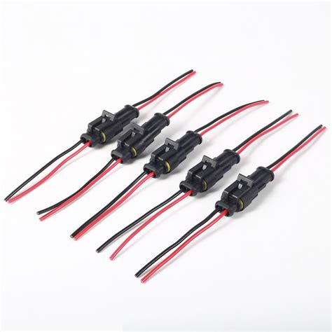 5 Kit 2 Pin Way Car Electrical Connector Plug With Wire