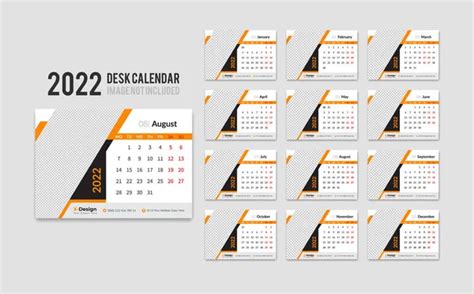 2022 Calendar Template Desk Calendar Creative Desk Calendar 2022 Set