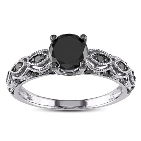 Jeenjewels 125 Carat Round Black Diamond Engagement Ring For Women