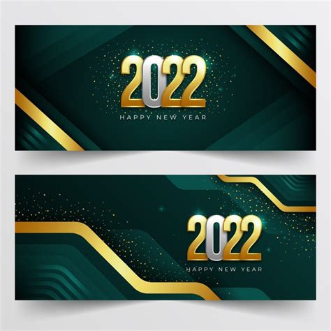 Free Vector Realistic Happy New Year 2022 Banners Set