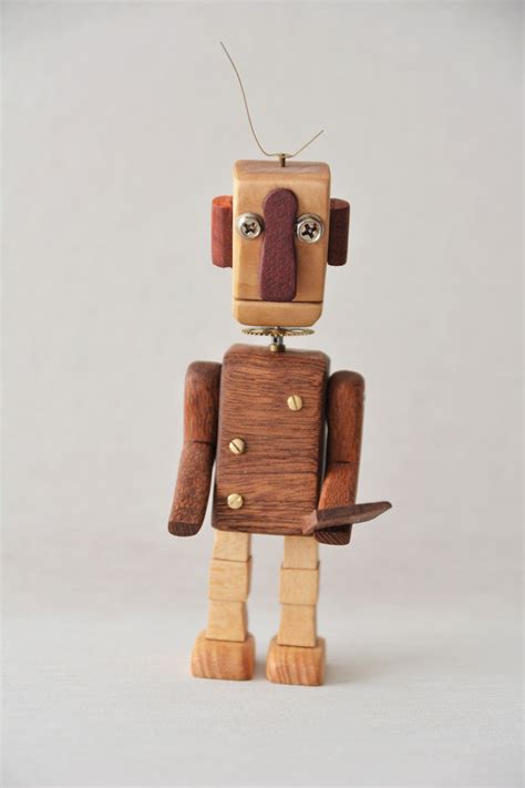 Wooden Robot Made From Scrap Wood And Watch Pieces Wooden Etsy In