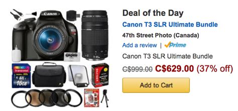 Amazon Canada Deals Of The Day Get 37 Off Canon T3 Slr Ultimate