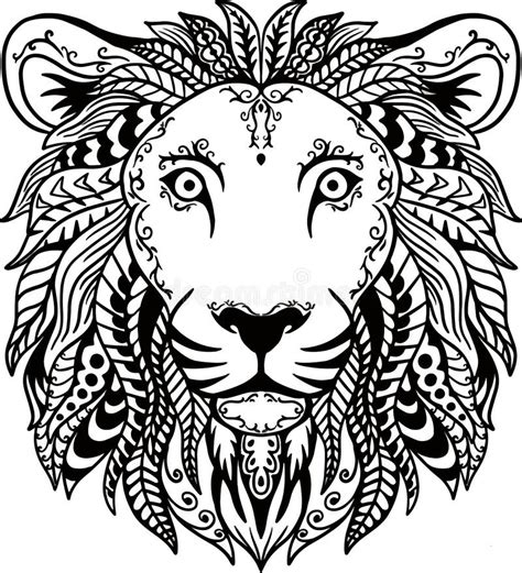 Hand Drawn Doodle Zentangle Lion Head Stock Vector Illustration Of