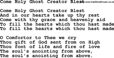 Catholic Hymns Song Come Holy Ghost Creator Blest Lyrics And Pdf