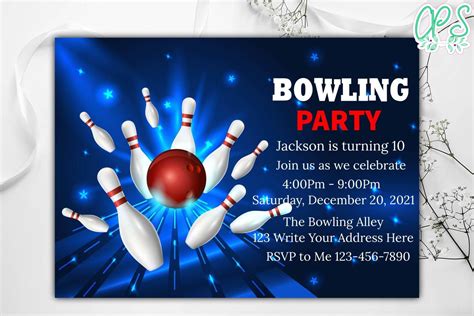 Bowling Alley Birthday Invitation Instant Download Custompartyshirts