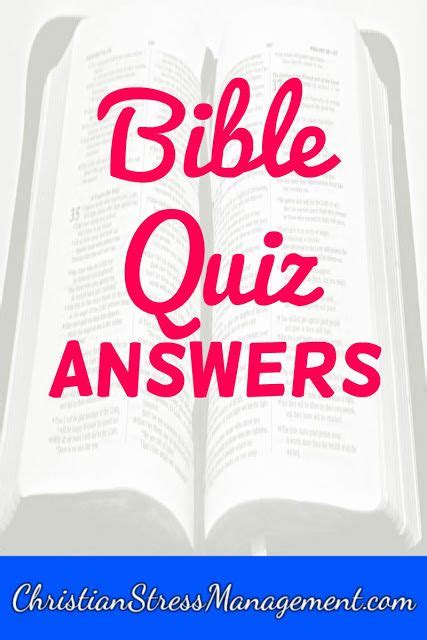 Bible Quiz Answers Bible Quiz