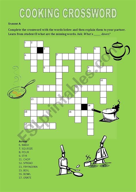 Cooking Utensils Crossword Clue 32 Question Printable Kitchen Equipment