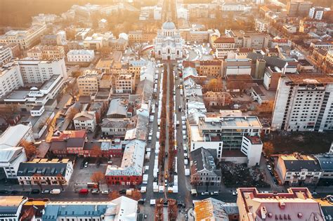 Kaunas Lithuania City Cityscape Aerial View High Angle Hd Wallpaper