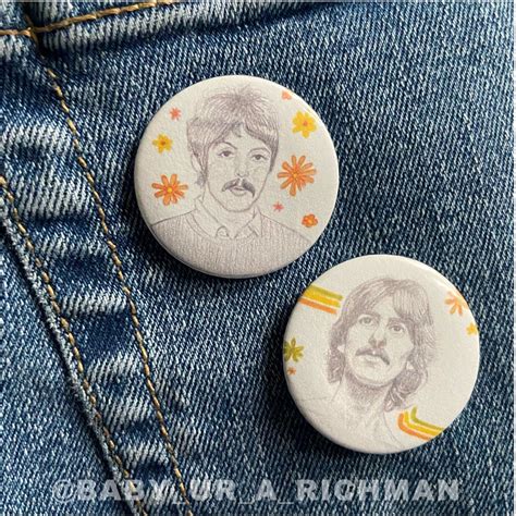 Paul Mccartney And George Harrison The Beatles Buttonsbadges Etsy