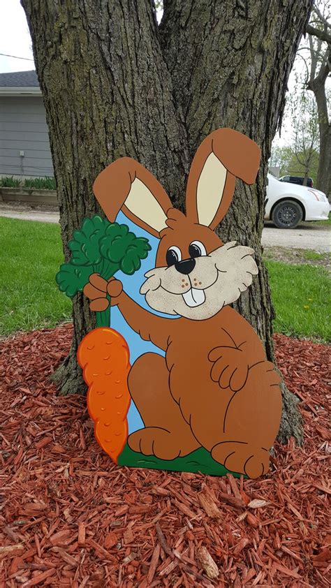 Easter Bunny Pulling A Carrot Yard Art Lawn Decoration Etsy