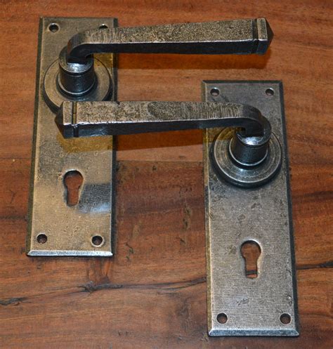 Dark Pewter Cottage Style Wrought Iron Door Handles Cw Keyhole