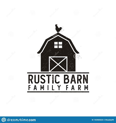Vintage Retro Rustic Grunge Barn Farm Logo Design Stock Vector