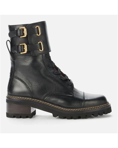 See By Chloé Mallory Leather Lace Up Boots In Black Lyst