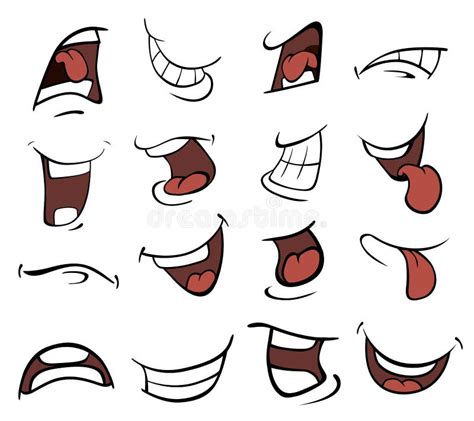 Set Of Mouths Cartoon Stock Vector Illustration Of Crying 44032430