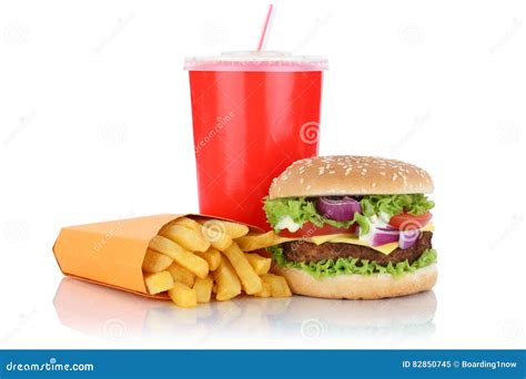 Cheeseburger Hamburger And Fries Menu Meal Combo Fast Food Drink