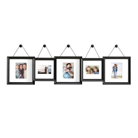 Gallery 5-Photo Hanging Finial Frame Set in Satin Black | Gallery wall frames, Picture frame ...