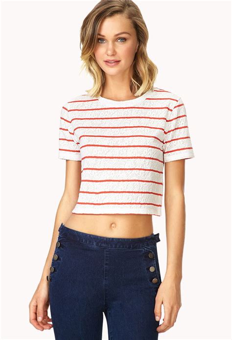 Nautical Red And White Striped Crop Top From Forever 21 Tops Crop