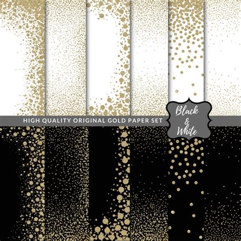 Gold Glitter Confetti Borders Black And White Confetti Digital Etsy