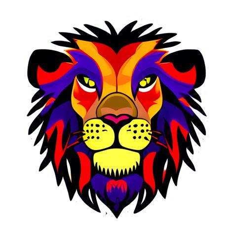 Free Colorful Lions Head Logo Lions Face Sticker Modern Pop Art Style