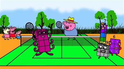 Numberblocks 8 And Peppa Pig Playing Tennis Numberblocks Fanmade
