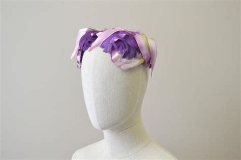 1950s Purple Floral Headband Hat | Floral headbands, Purple floral, Floral