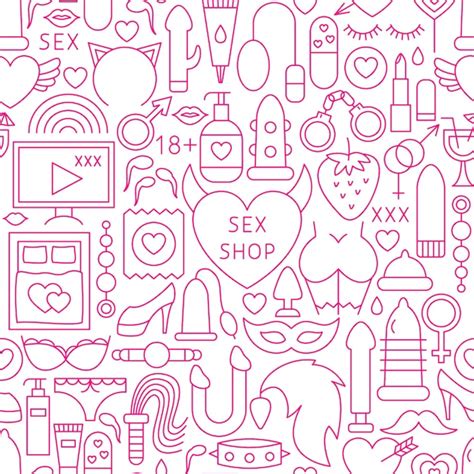 Sex Shop Line De Patrones Sin Fisuras Ilustración De Vector De Esquema