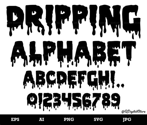 Dripping Font Svg Dripping Alphabet Dripping Cut Files Svg Etsy