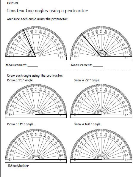 Reading A Protractor Worksheet