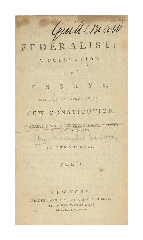 The Federalist Papers Hamilton Alexander 1739 1802 James Madison