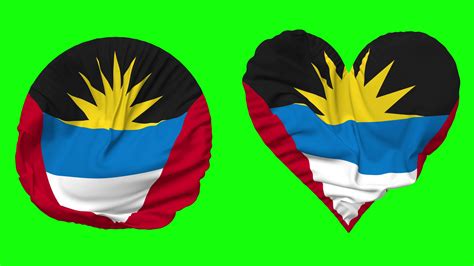antigua and barbuda flag in heart and round shape waving seamless looping looped waving slow