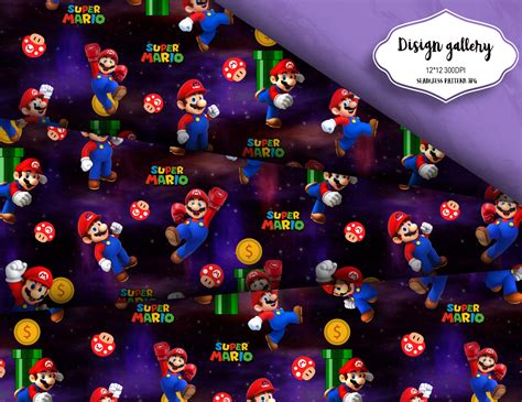 Super Mario Digital Seamless Patterns Use For Fabricpapers Etsy